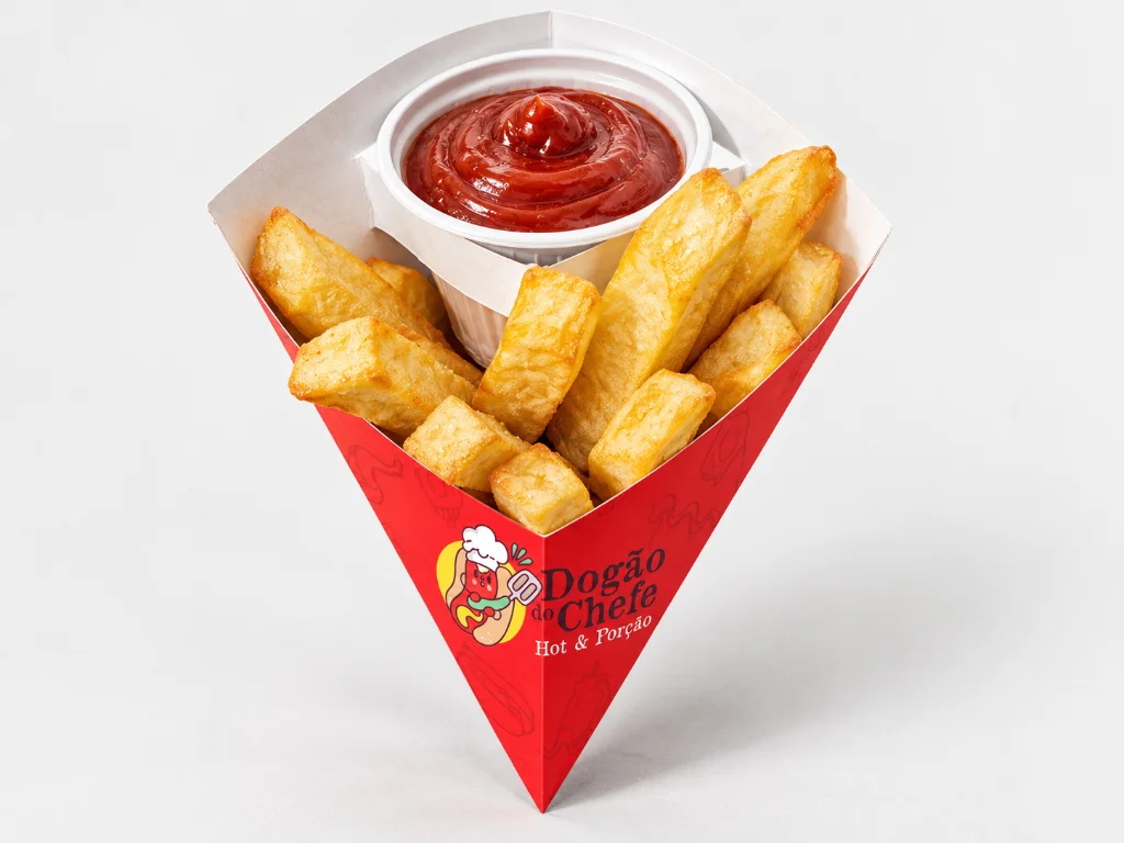 Cone para Batata Frita com Suporte para Molho