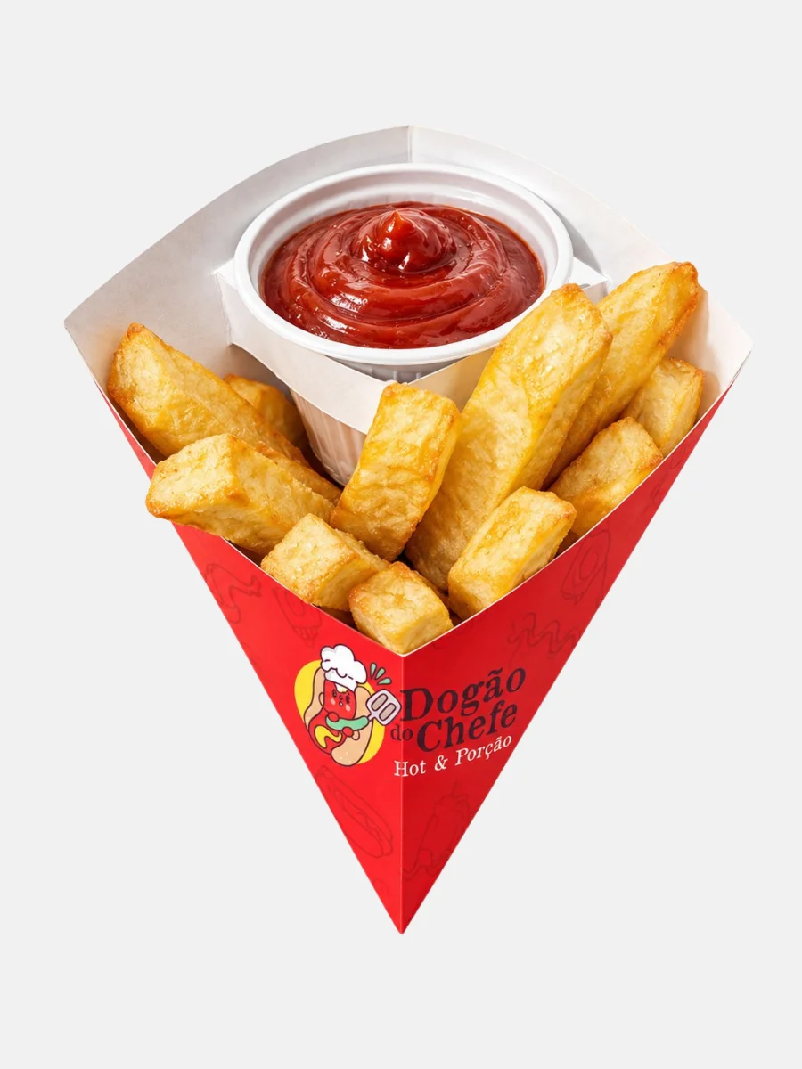 Cone para Batata Frita com Suporte para Molho